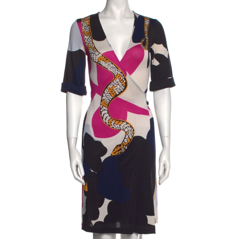 Diane Von Furstenberg (DVF) Silk Snake Print Wrap Dress